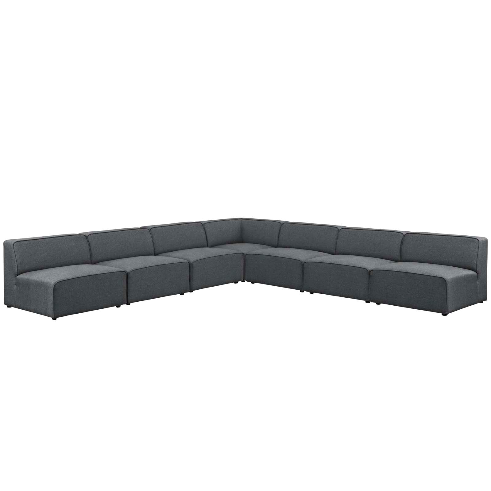 Modway Sectional Sofas - Mingle 7 Piece Fabric Sectional Sofa Set Gray