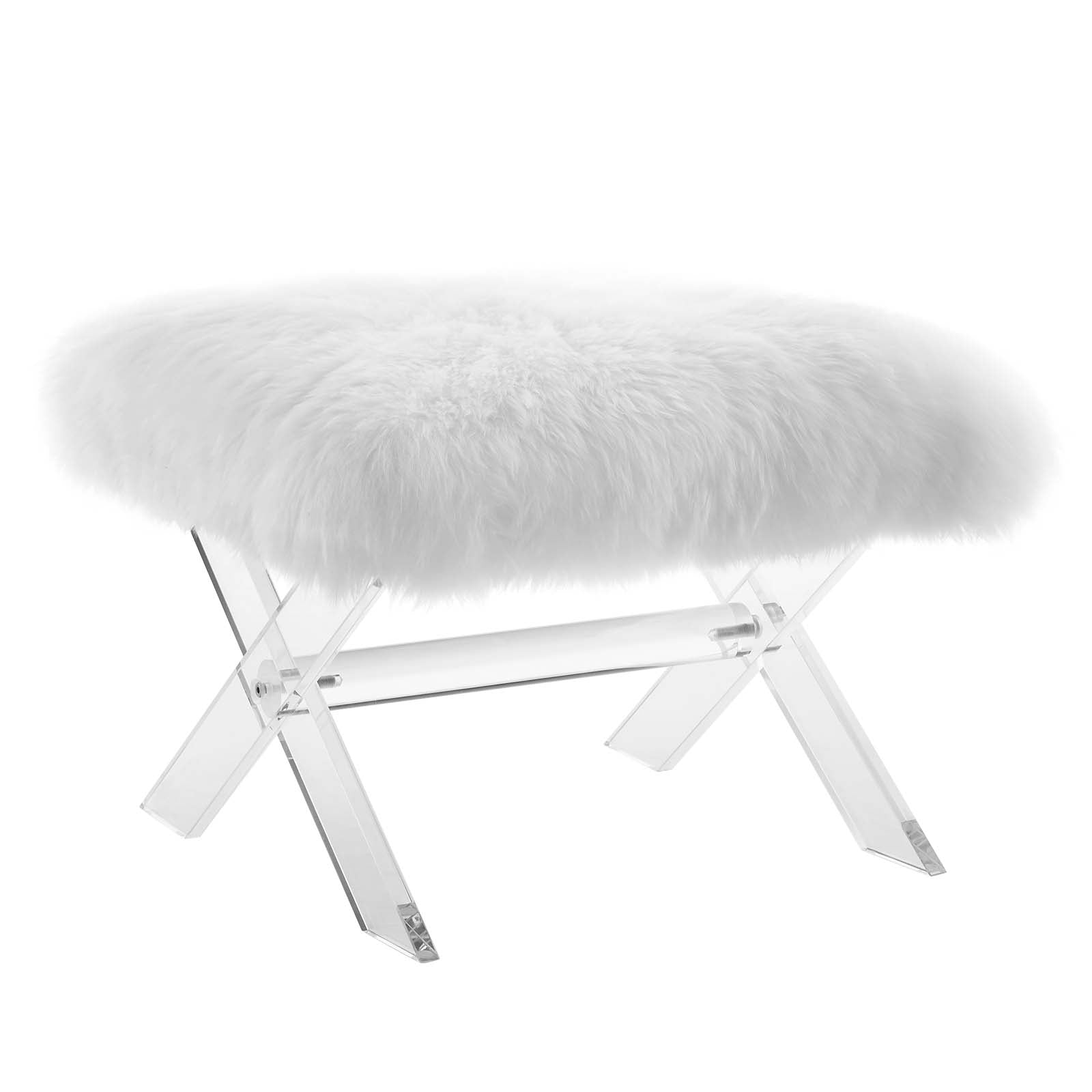 Modway Benches - Swift Sheepskin Bench Clear White