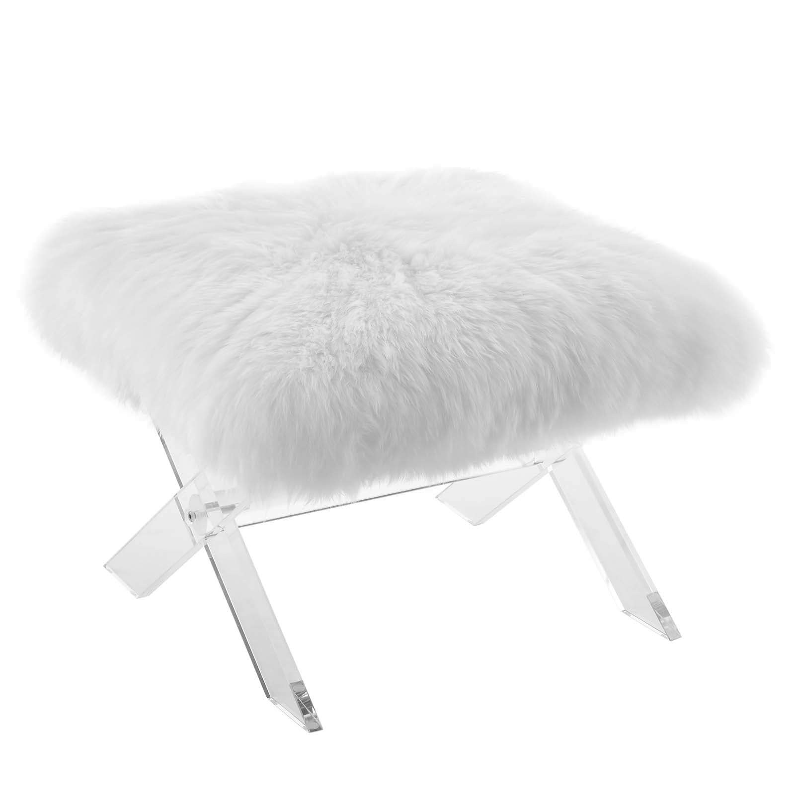 Modway Benches - Swift Sheepskin Bench Clear White