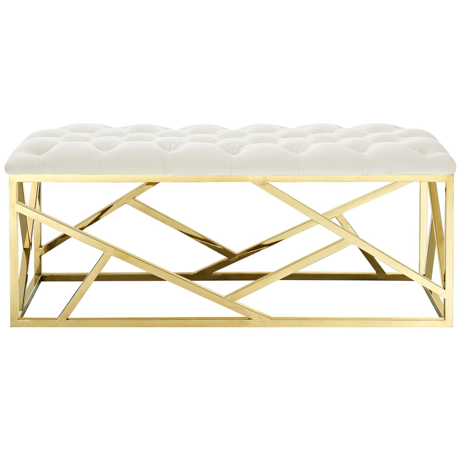 Modway Benches - Intersperse Bench Gold Ivory