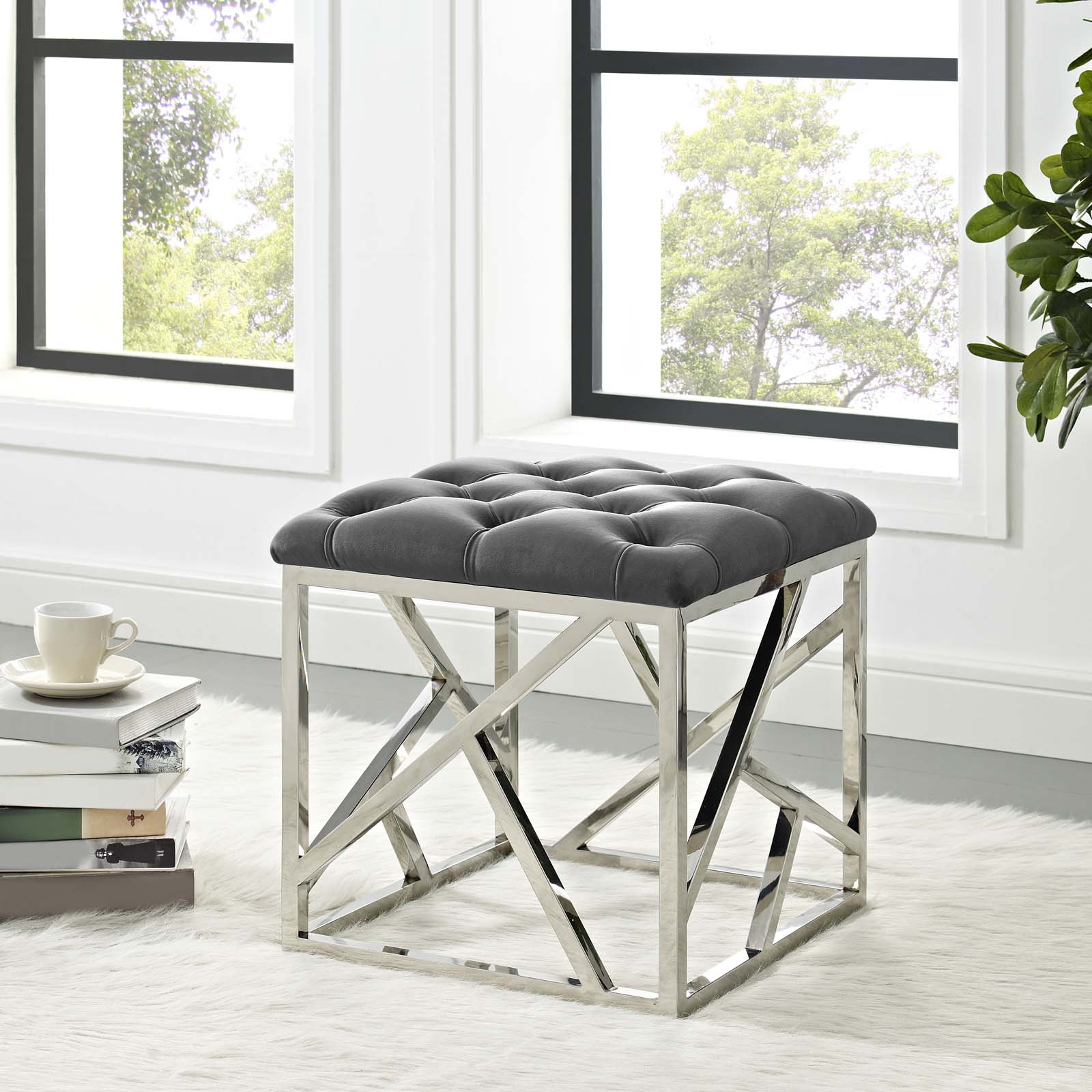 Modway Ottomans & Stools - Intersperse Ottoman Silver & Gray