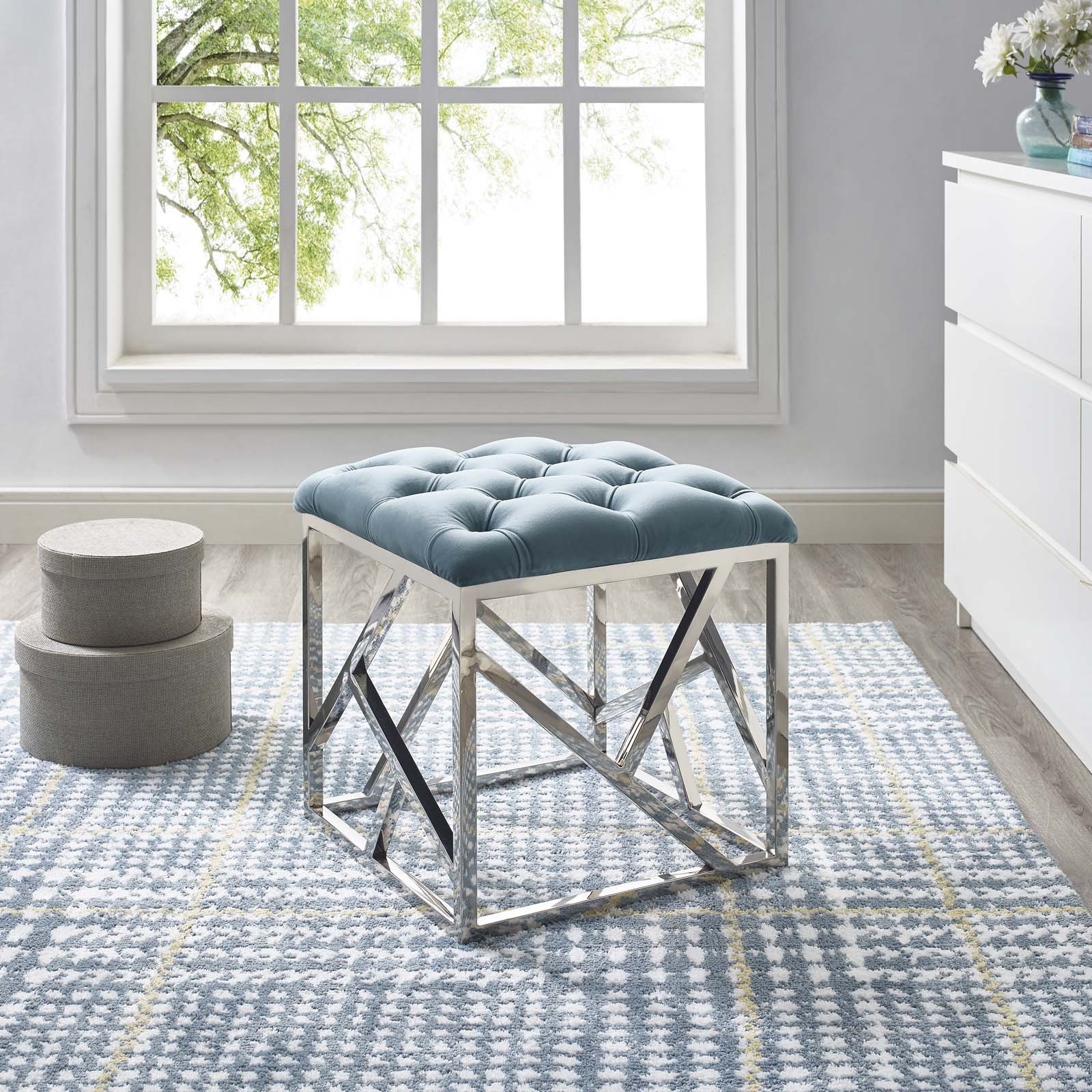 Modway Ottomans & Stools - Intersperse Ottoman Sea Blue