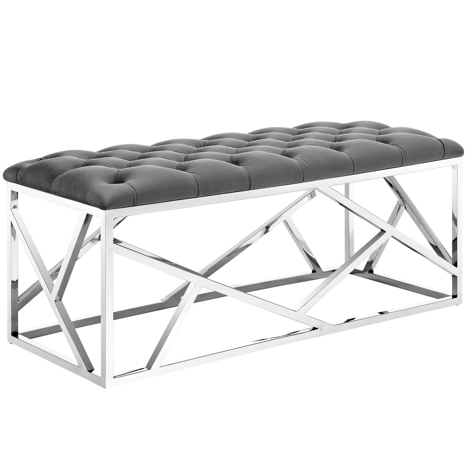 Modway Benches - Intersperse Bench Silver Gray