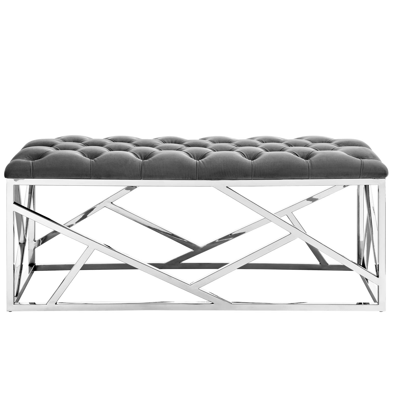 Modway Benches - Intersperse Bench Silver Gray