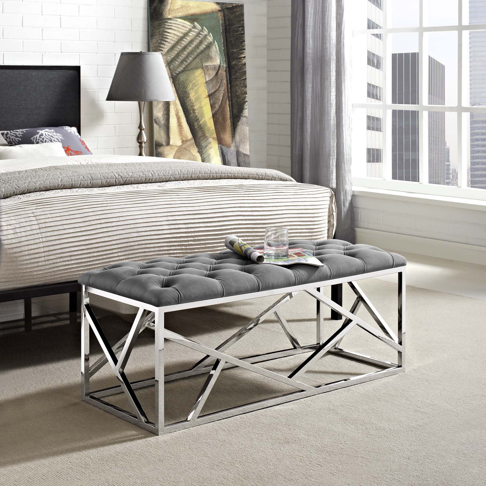 Silver 2025 bed bench