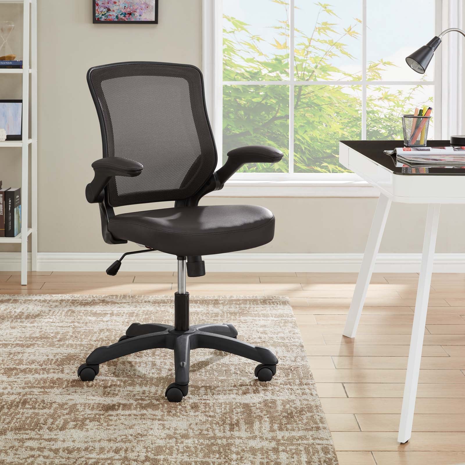 Modway Task Chairs - Veer Vinyl Office Chair Brown