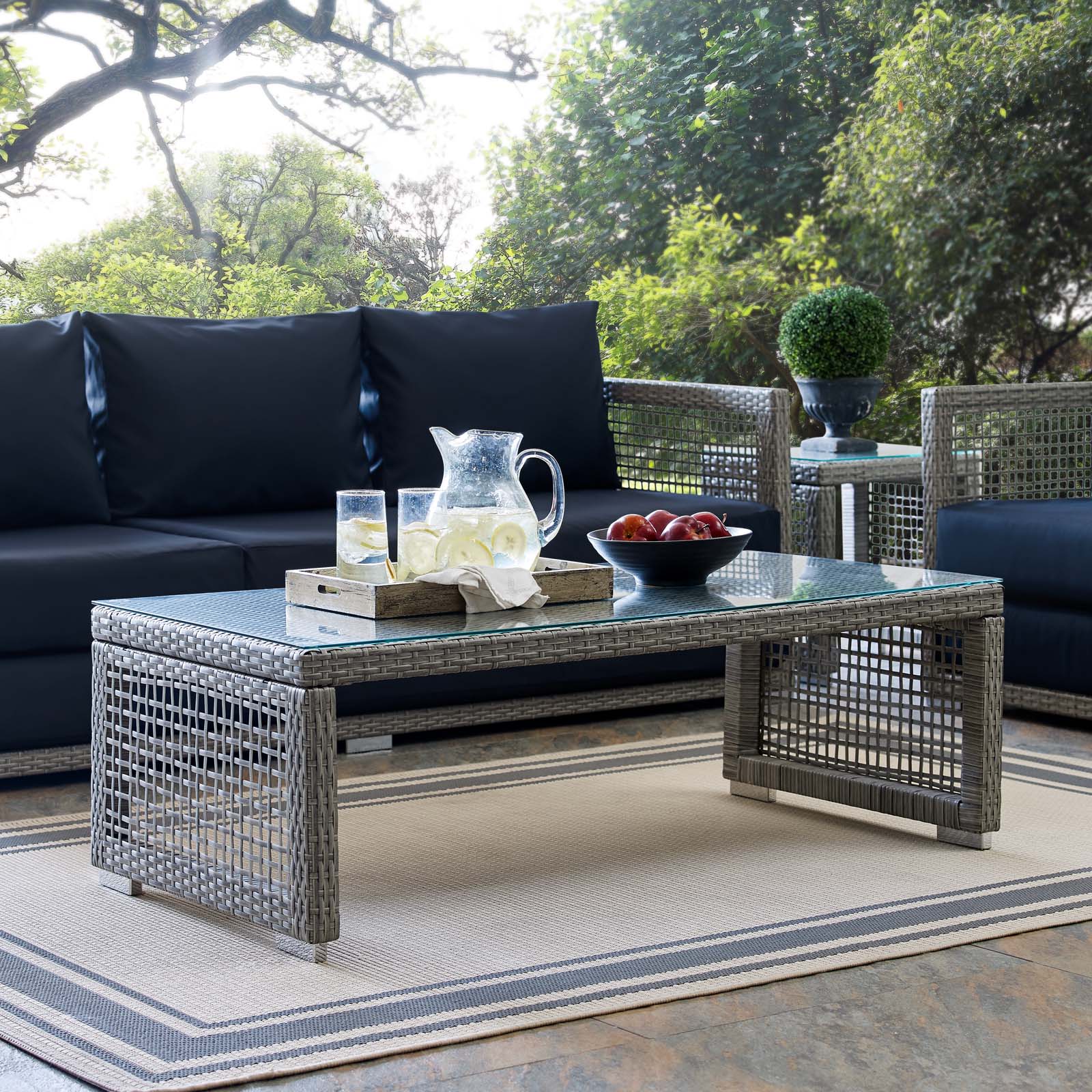 Modway Outdoor Coffee Tables - Aura Rectangular Coffee Table Gray