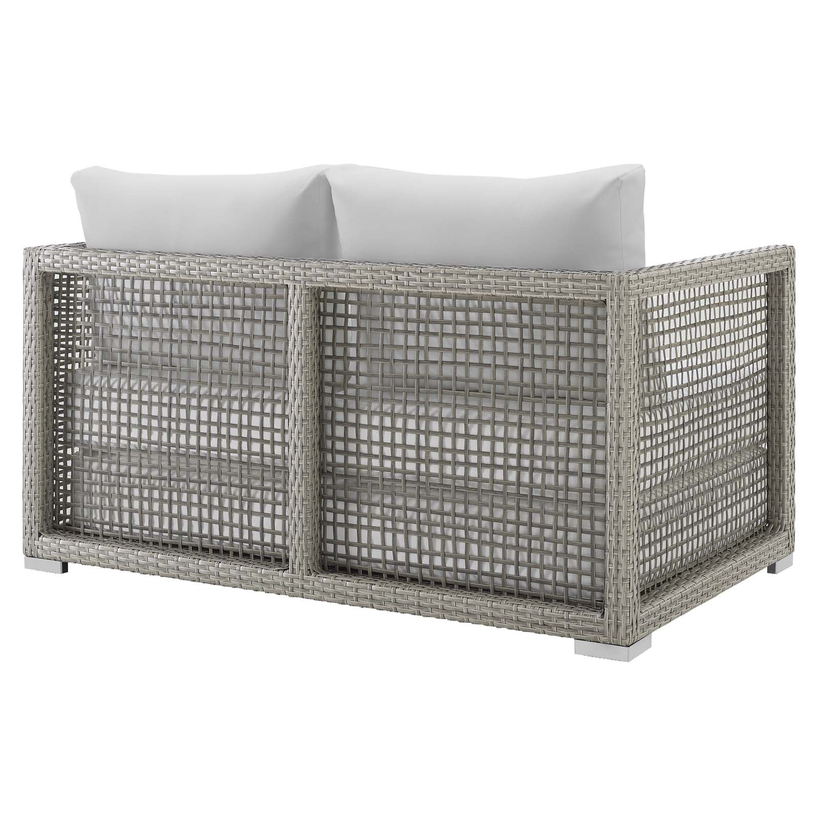 Modway Outdoor Sofas - Aura Outdoor Patio Wicker Rattan Loveseat Gray White