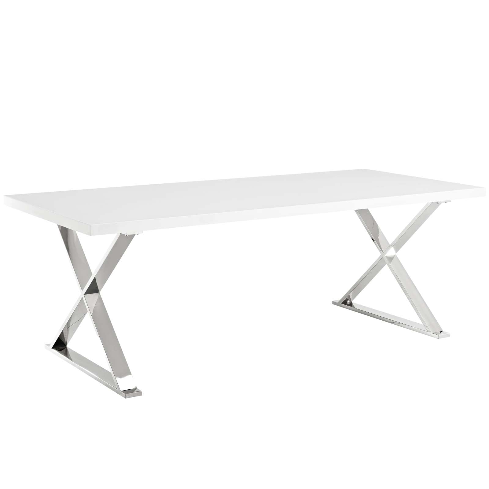 Modway Dining Tables - Sector Dining Table White & Silver