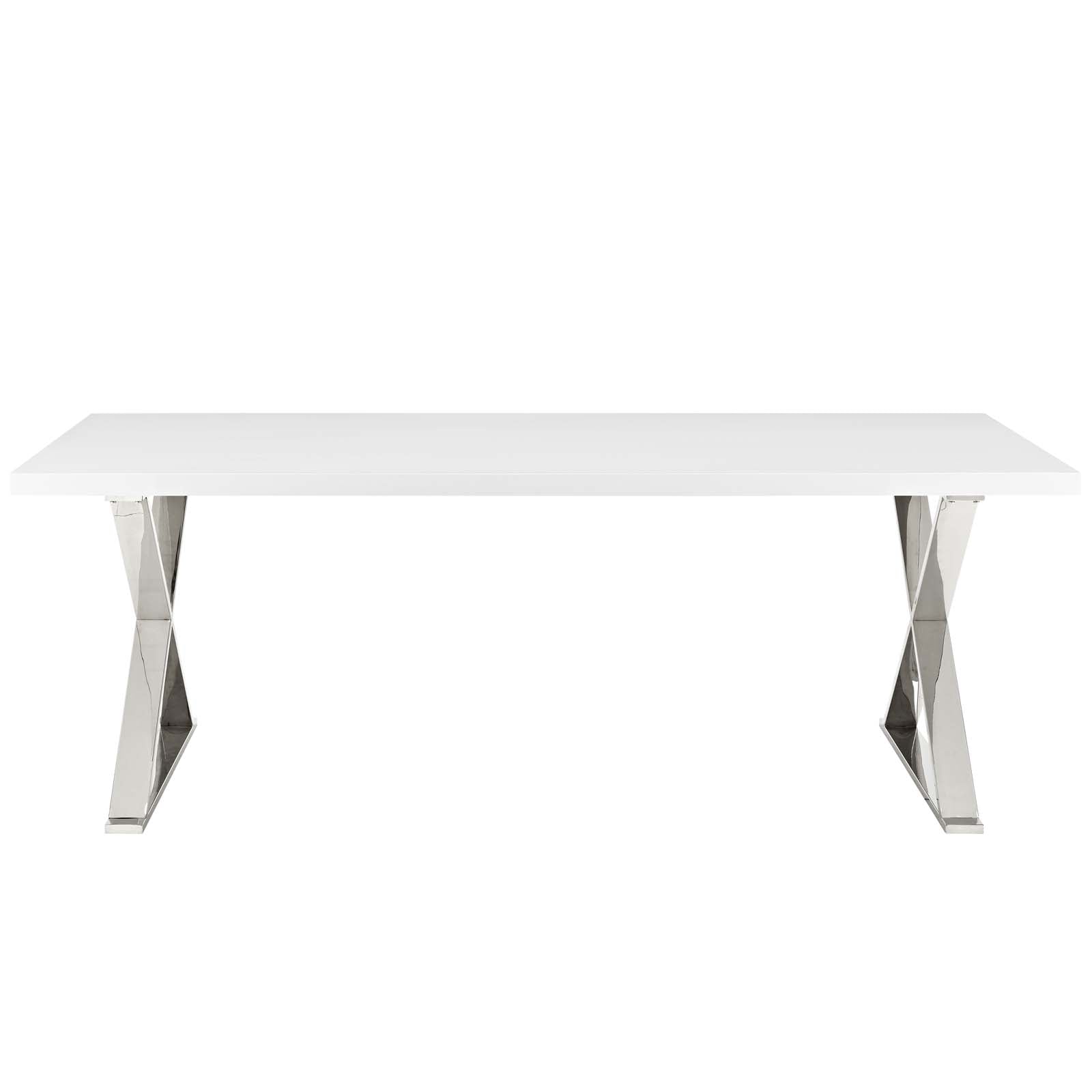 Modway Dining Tables - Sector Dining Table White & Silver