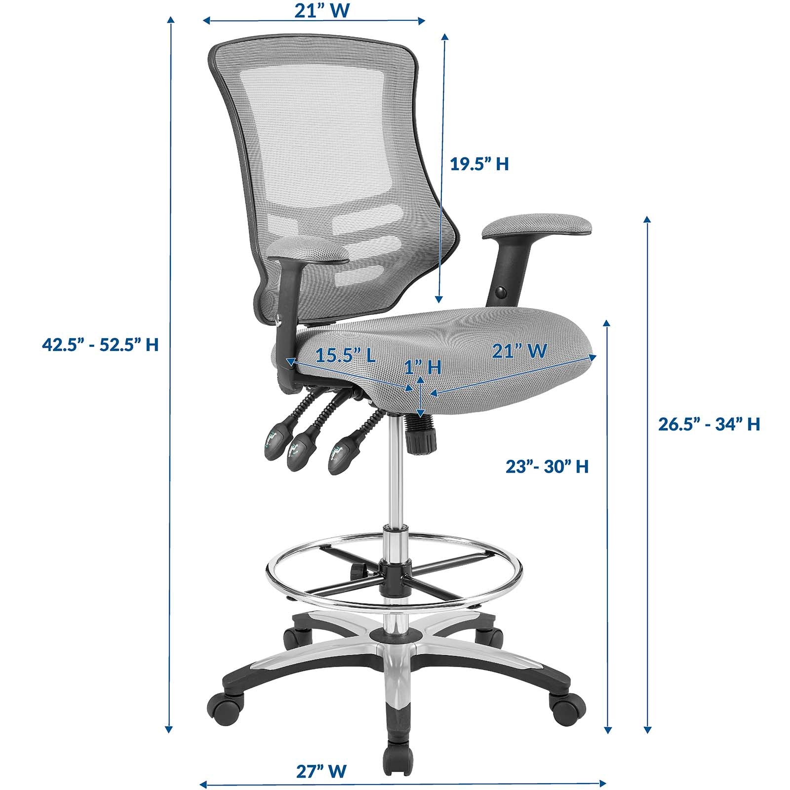 Modway Task Chairs - Calibrate Mesh Drafting Chair Gray