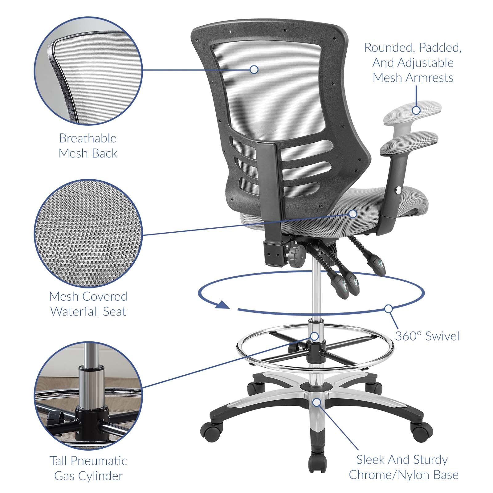 Modway thrive discount mesh drafting chair