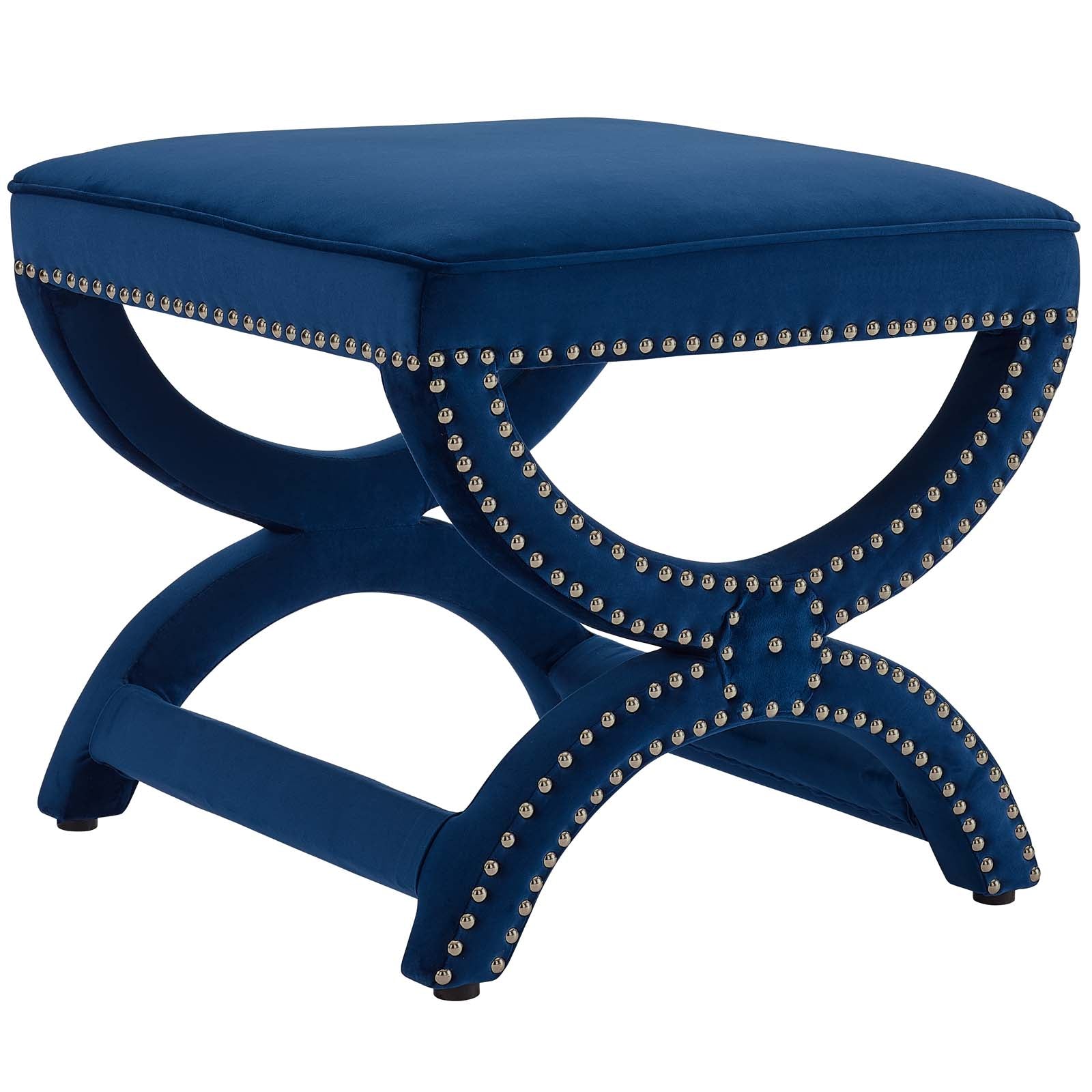 Modway Ottomans & Stools - Expound Upholstered Nailhead Trim Performance Velvet Ottoman Navy