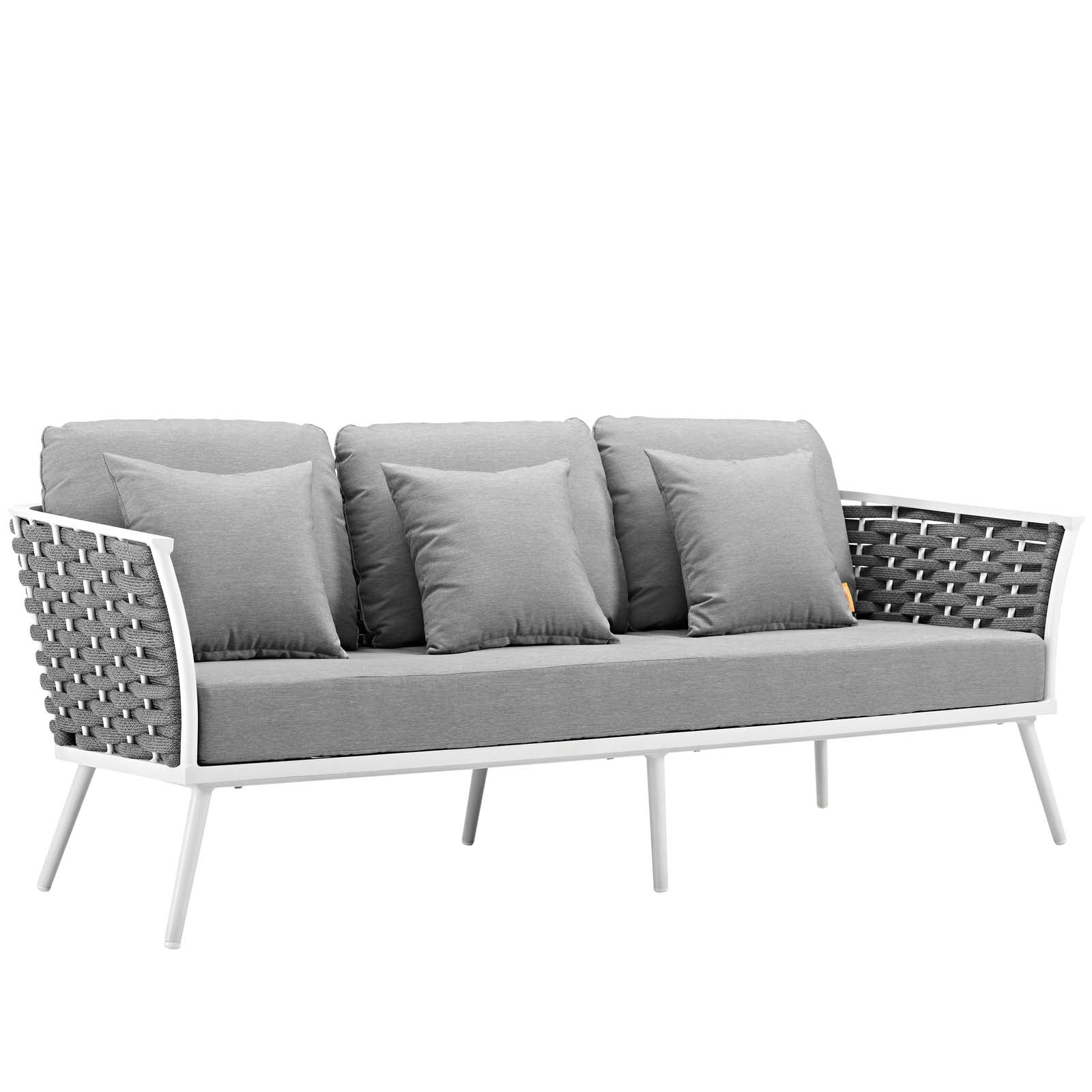 Modway Outdoor Conversation Sets - Stance 4 Piece Outdoor 139.5"W & 87 D Patio Aluminum Sectional Sofa Set White