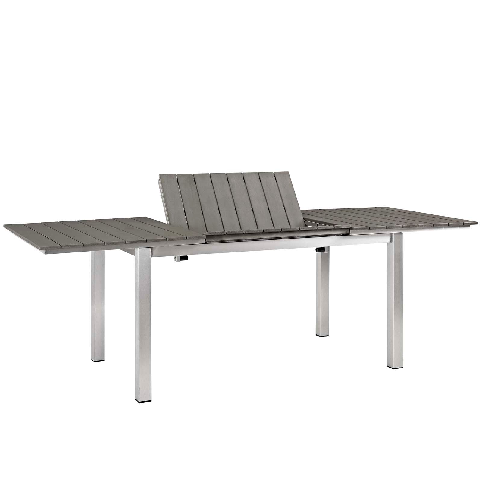 Modway Outdoor Dining Sets - Shore 7 Piece Outdoor Patio Aluminum Dining Set Silver Gray