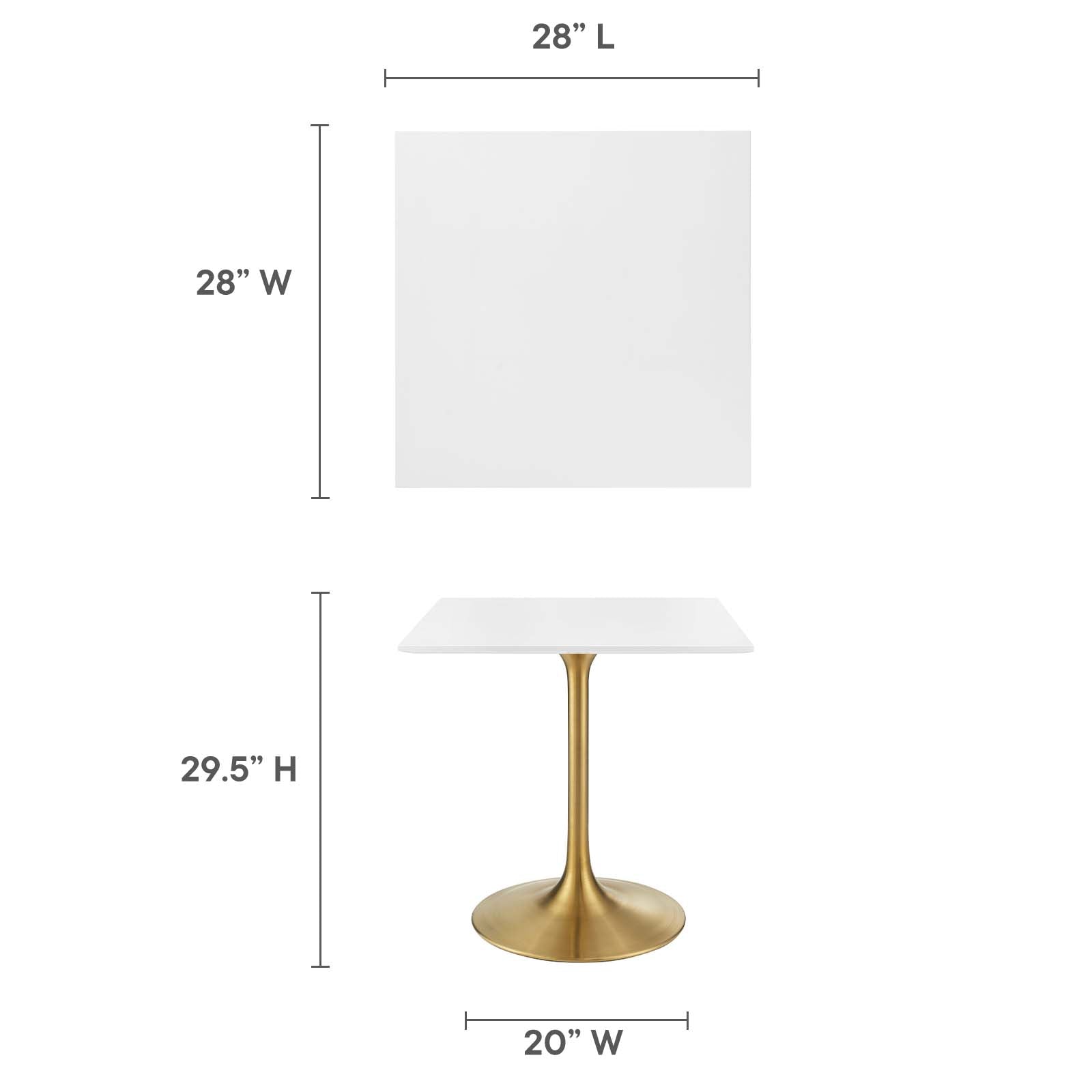 Modway Dining Tables - Lippa 28" Square Wood Top Dining Table Gold White