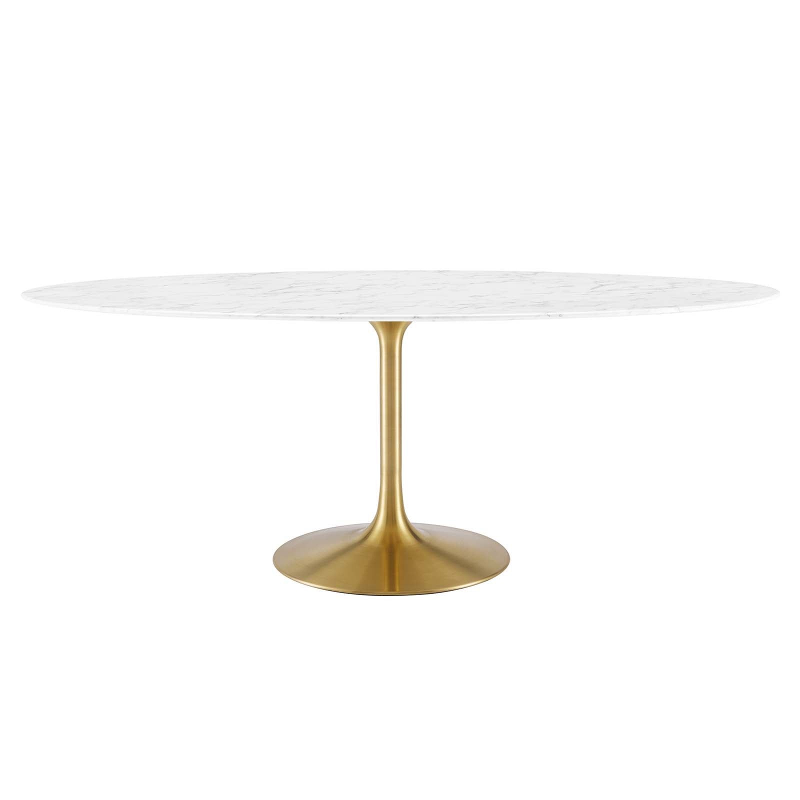 Modway Dining Tables - Lippa 78" Oval Artificial Marble Dining Table Gold White