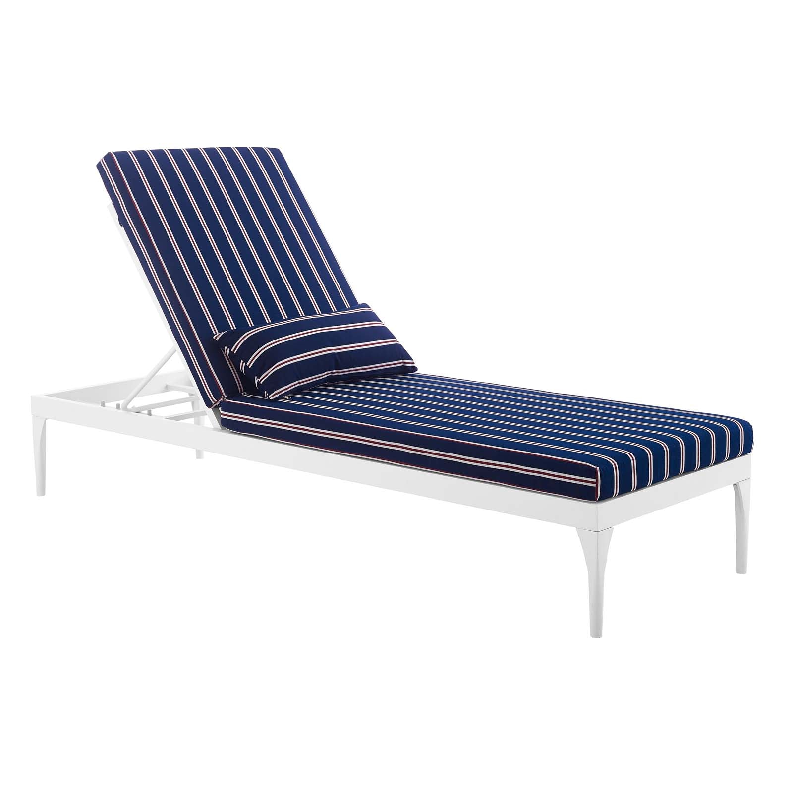 Blue and white discount striped chaise lounge cushions