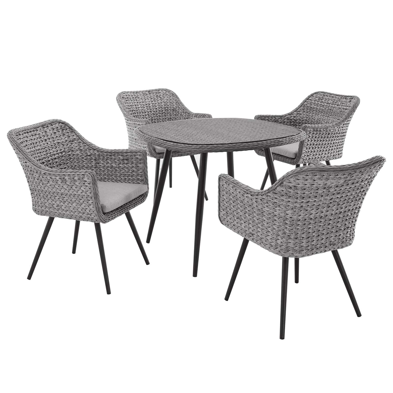 Modway Outdoor Dining Sets - Endeavor 5 Piece Outdoor Patio Wicker Rattan Dining Set Gray