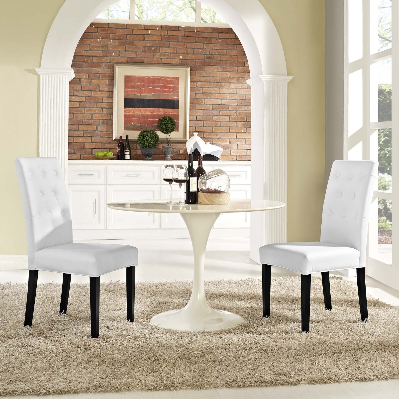 White vinyl discount dining room chairs