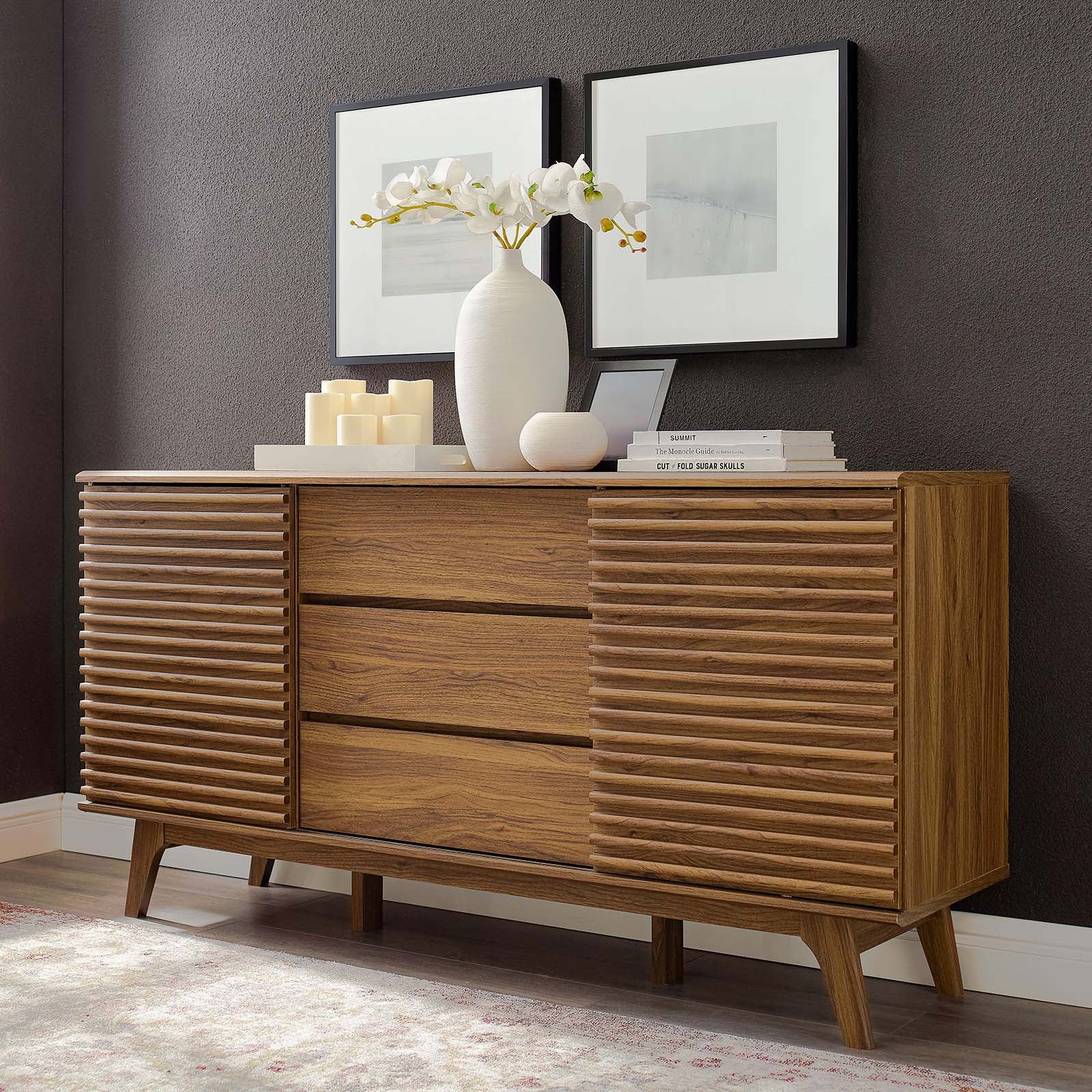 Modway Buffets & Cabinets - Render Sideboard Buffet Table Walnut