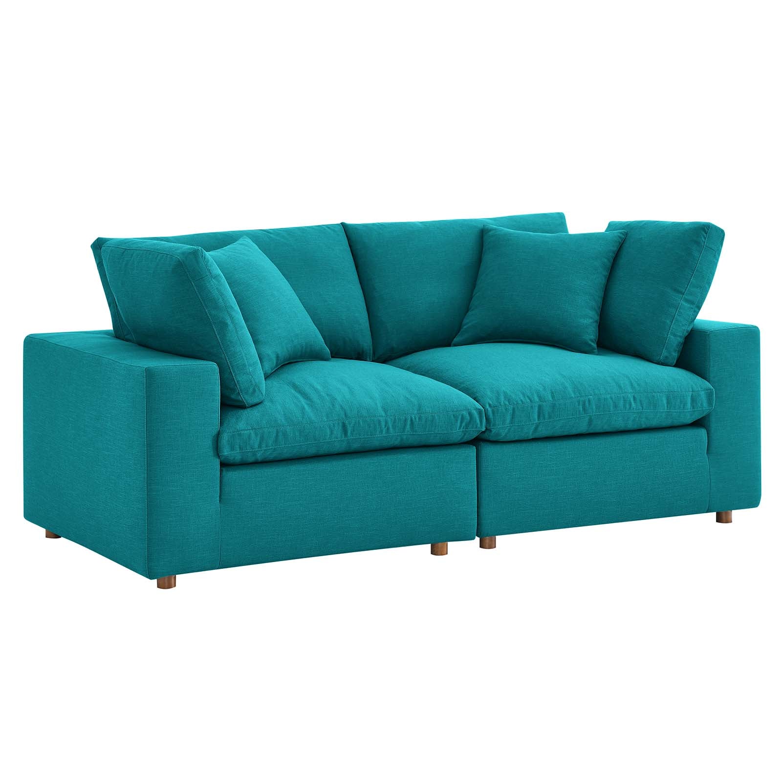 Modway Sectional Sofas - Commix Down Filled Overstuffed 2 Piece Sectional Sofa Set Teal