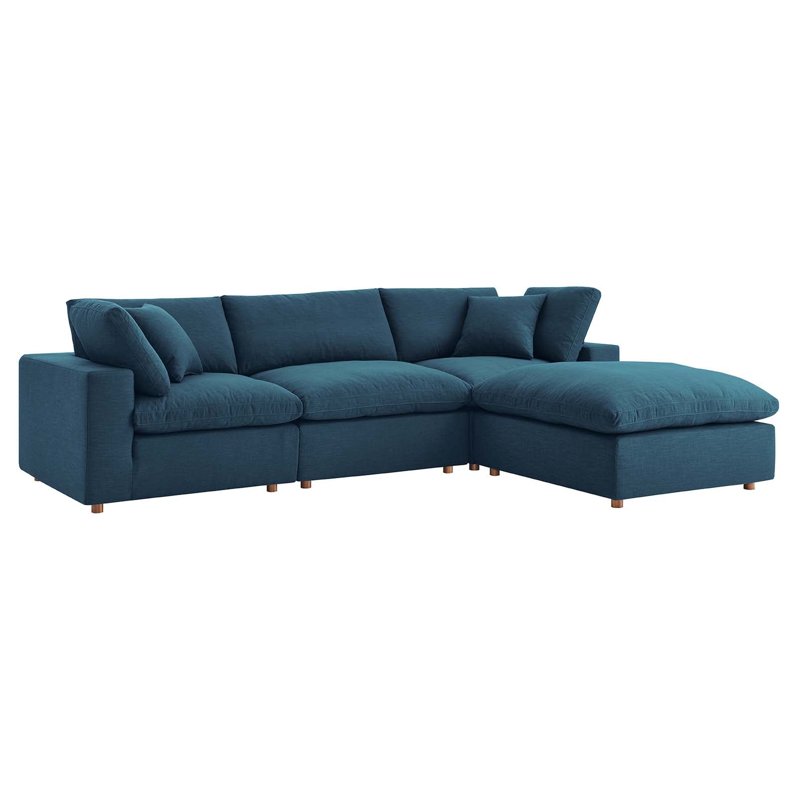 Modway Sectional Sofas - Commix Down Filled Overstuffed Reversible Sectional Sofa Azure