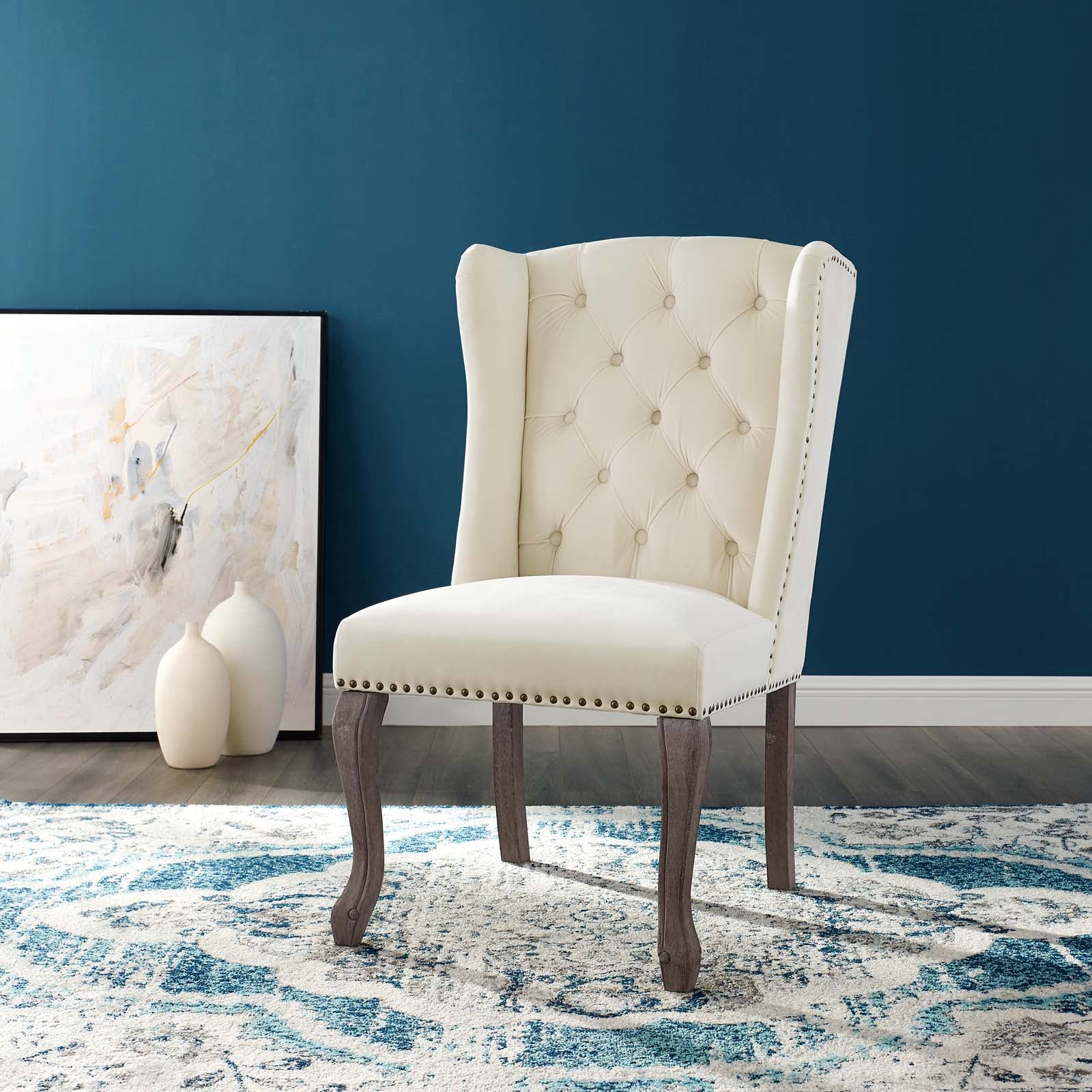 Ivory velvet best sale dining chairs