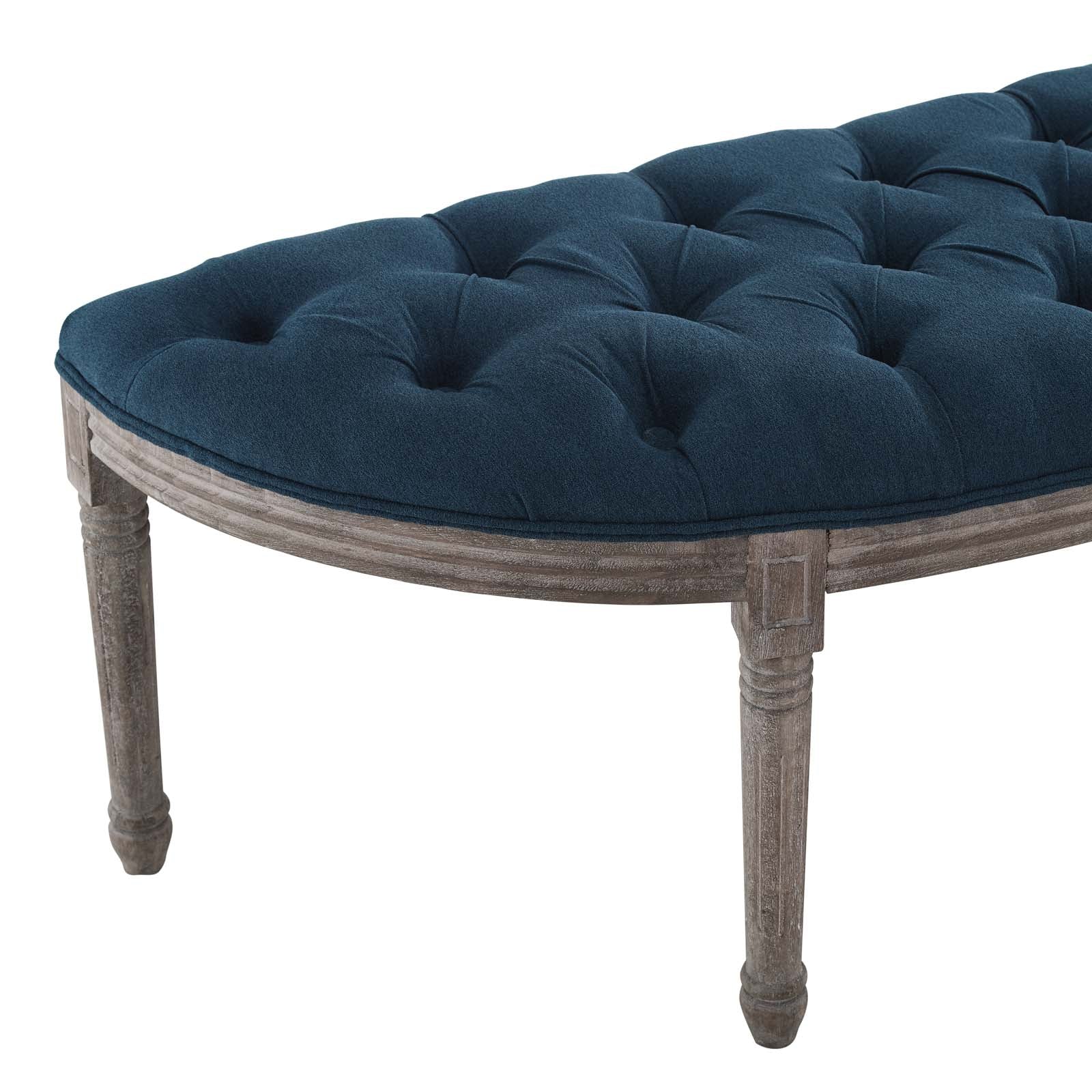 Modway Benches - Esteem Vintage French Upholstered Fabric Semi-Circle Bench Navy