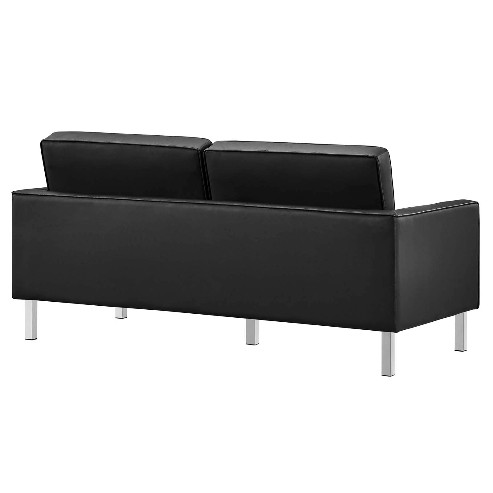 Modway Loveseats - Loft-Tufted-Vegan-Leather-Loveseat-Silver-Black