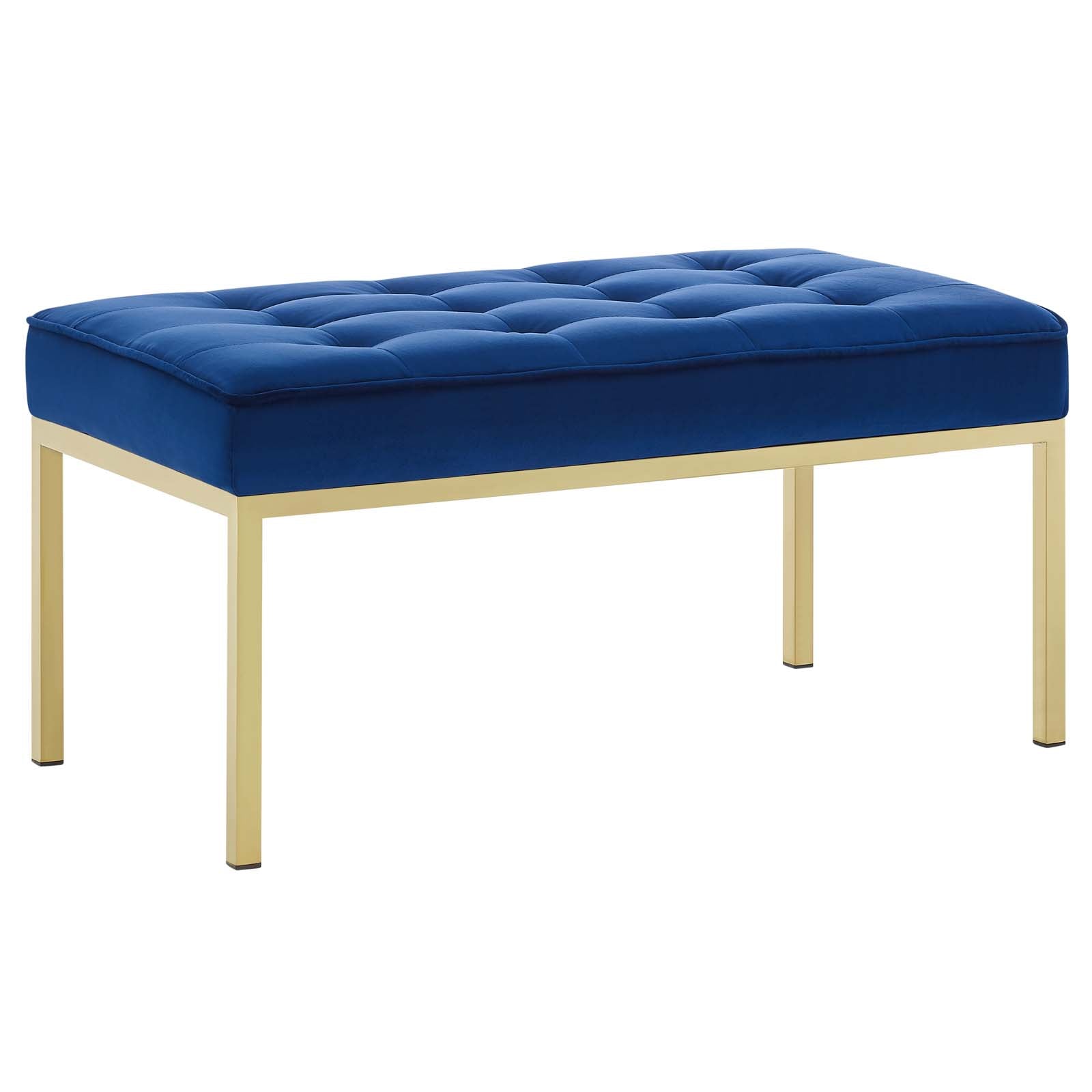 Modway Benches - Loft Gold Stainless Steel Leg Medium Performance Velvet Bench Gold Navy