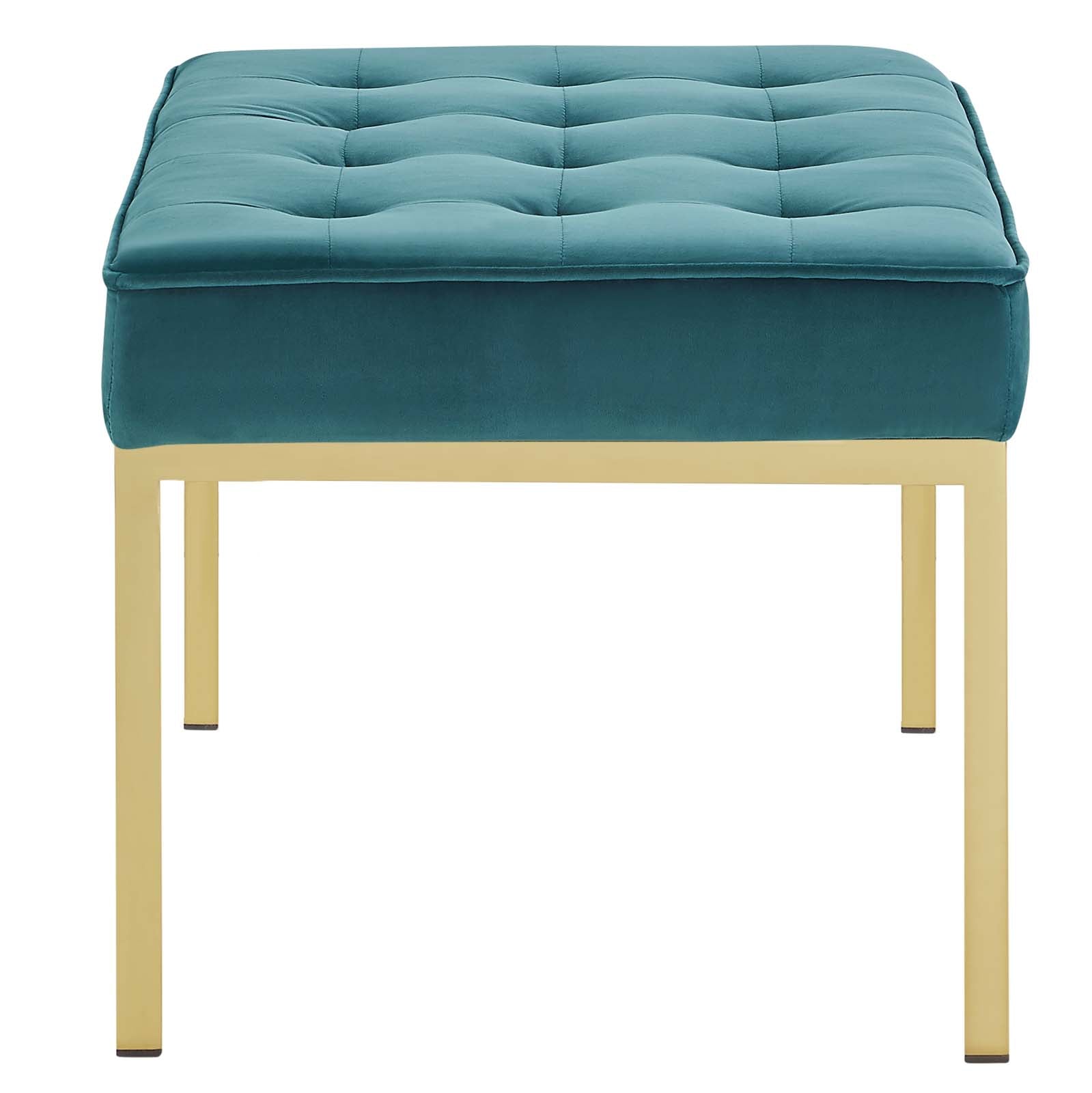 Modway Benches - Loft Gold Stainless Steel Leg Medium Performance Velvet Bench Gold Teal