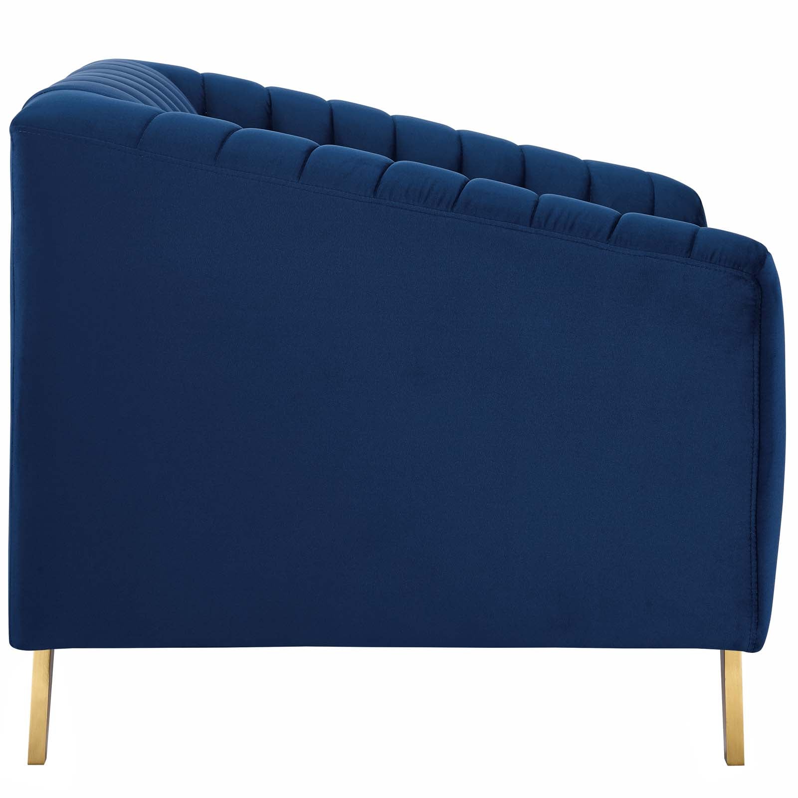 Modway Accent Chairs - Valiant Vertical Channel Tufted Performance Velvet Armchair Navy