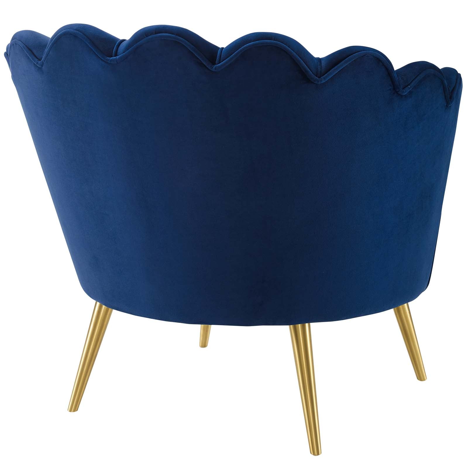 Modway Chairs - Admire Scalloped Edge Performance Velvet Accent Armchair Navy