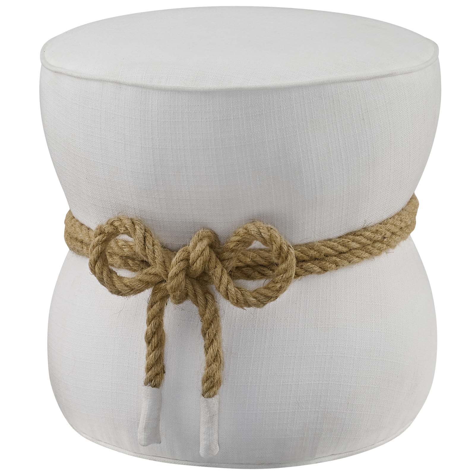 Modway Ottomans & Stools - Beat Nautical Rope Upholstered Fabric Ottoman White