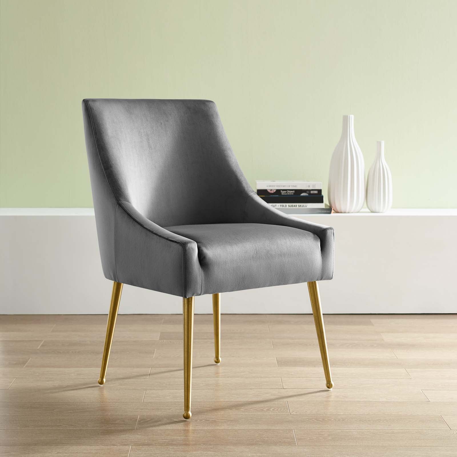 Discern Upholstered Performance Velvet Dining Chair Gray