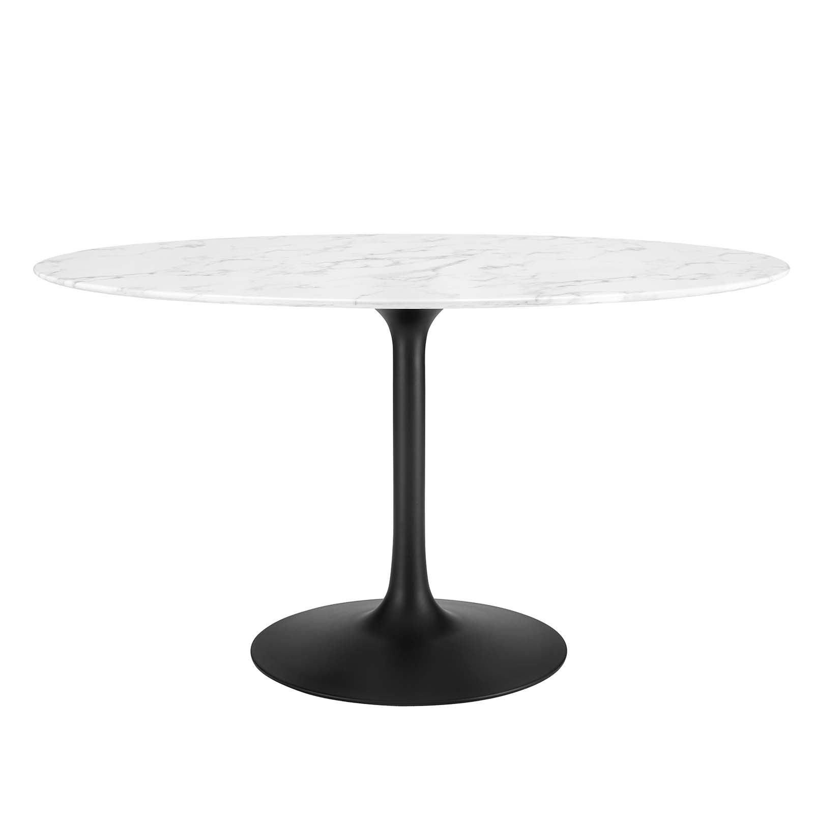 Modway Dining Tables - Lippa 54" Oval Artificial Marble Dining Table Black White