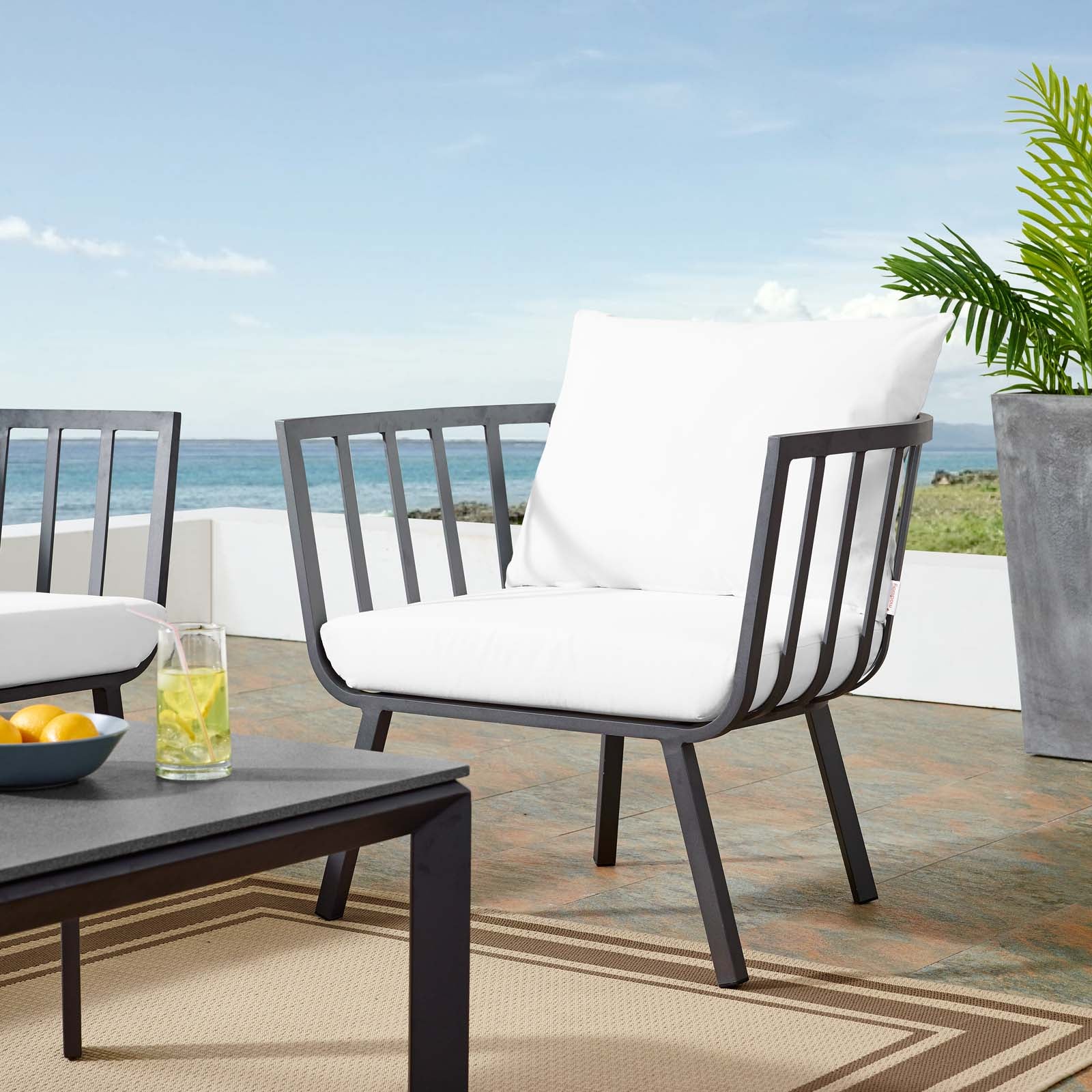 Modway Outdoor Chairs - Riverside Outdoor Armchair Gray & White