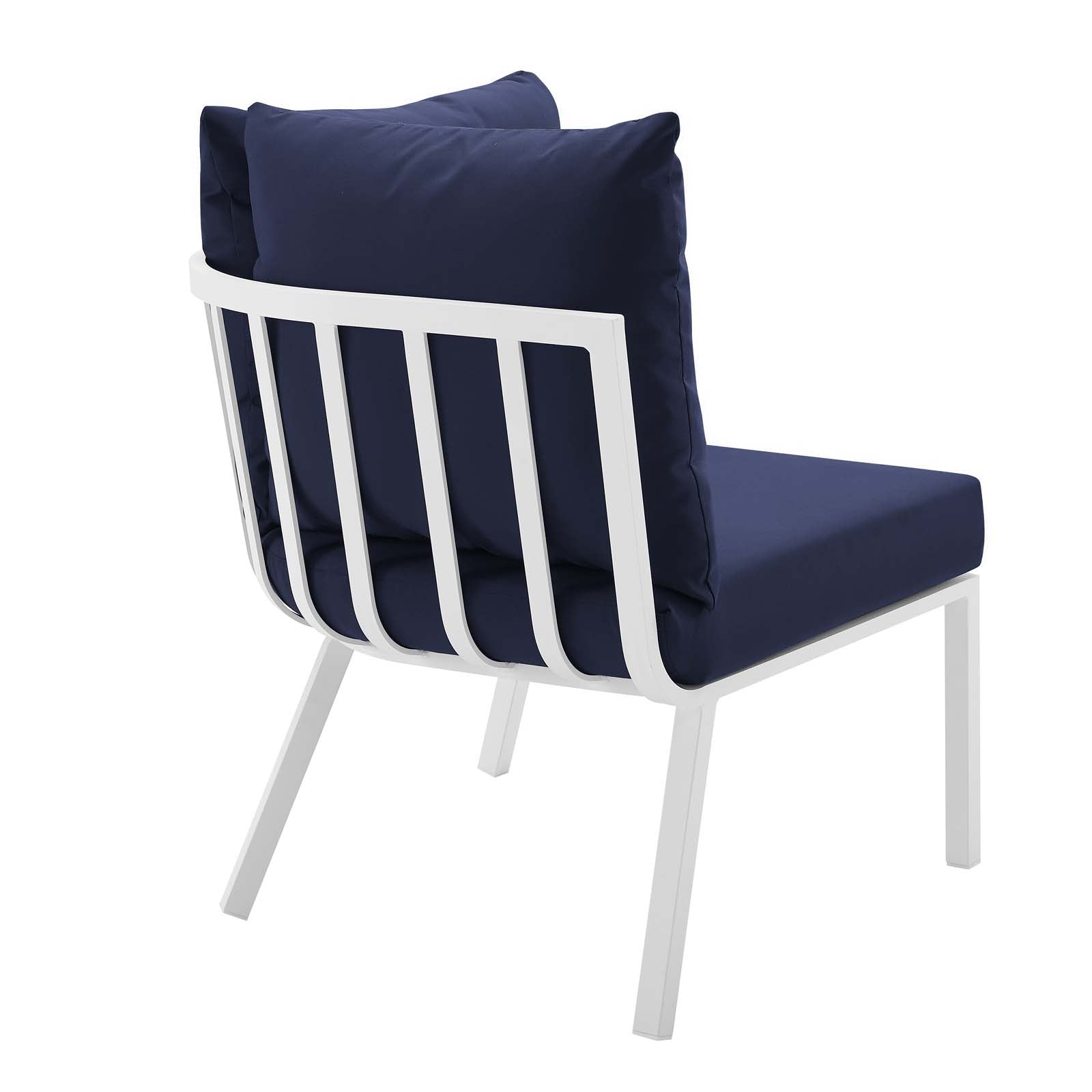 Modway Outdoor Chairs - Riverside Outdoor Patio Aluminum Corner Chair White Navy