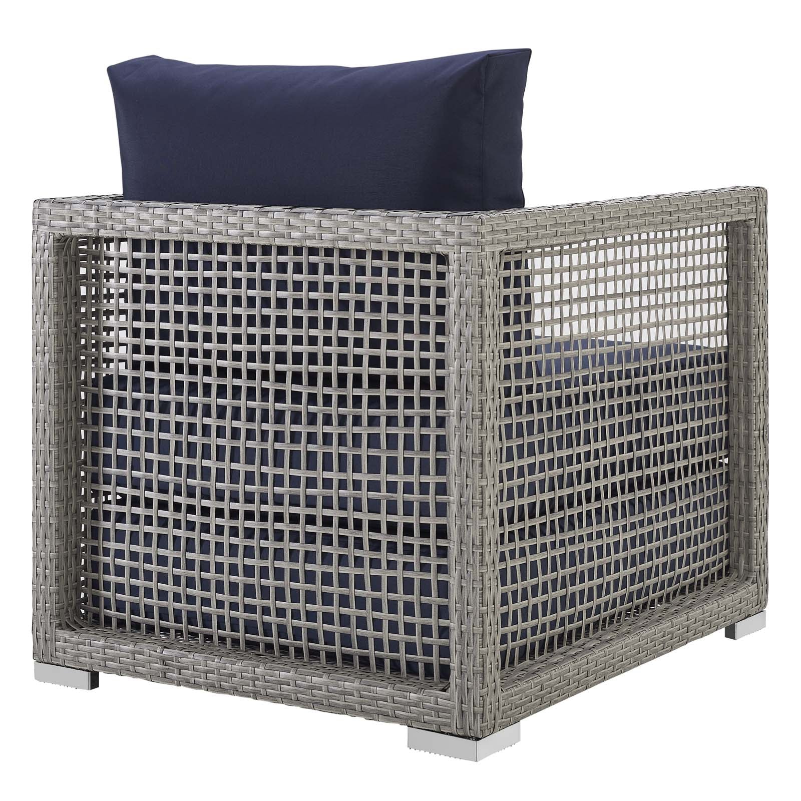 Modway Outdoor Sofas - Aura-3-Piece-Outdoor-Patio-Wicker-Rattan-Set-Gray-Navy