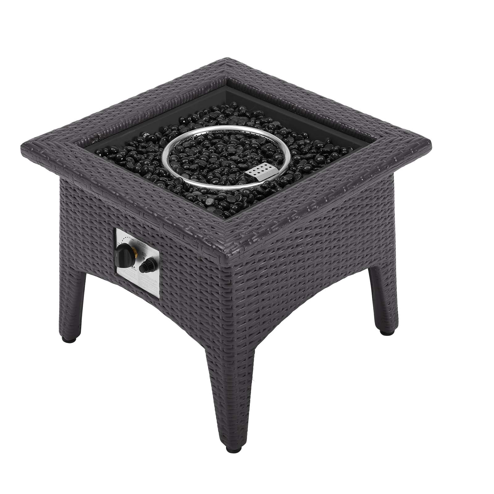 Modway Outdoor Conversation Sets - Convene 3 Piece Set Outdoor Patio with Fire Pit Espresso White