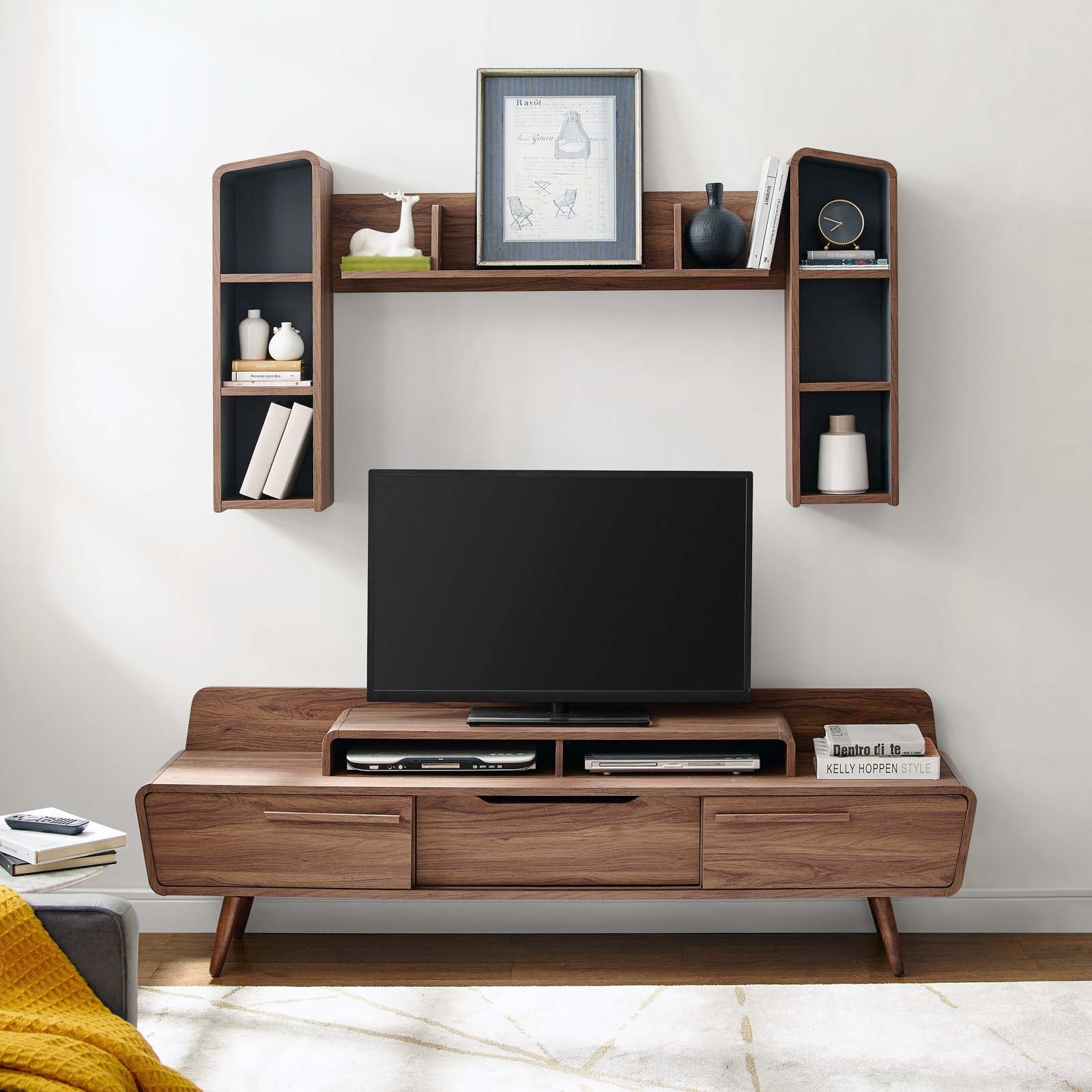 Modway TV & Media Units - Omnistand 2 Piece Entertainment Center Walnut Gray