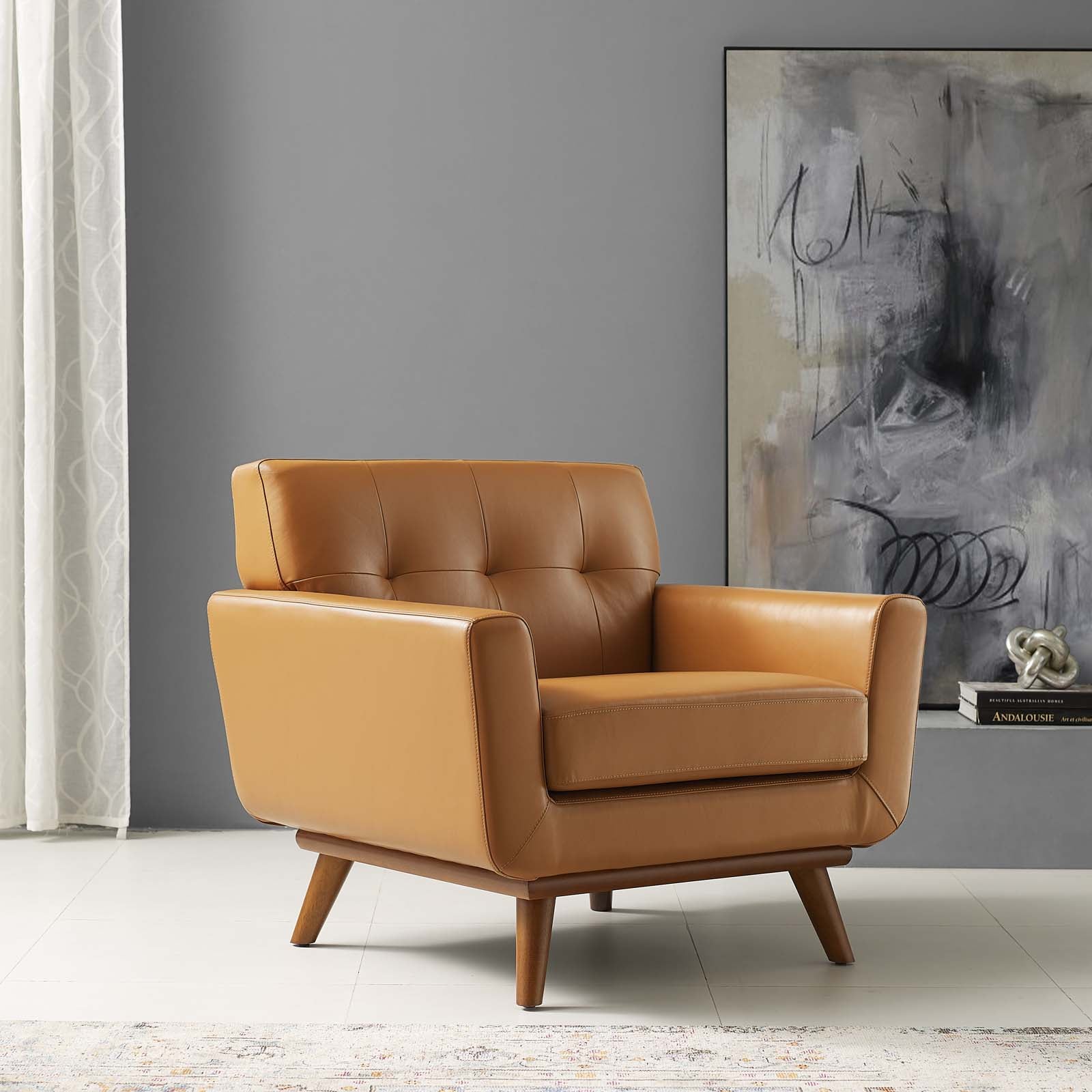 Tan armchair online leather