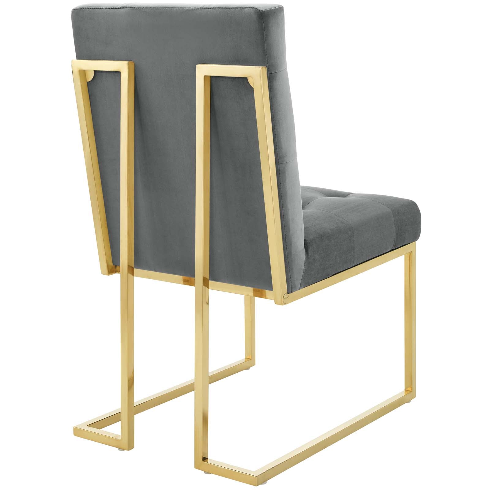 Modway Dining Chairs - Privy Gold Stainless Steel Performance Velvet Dining Chair Gold Charcoal