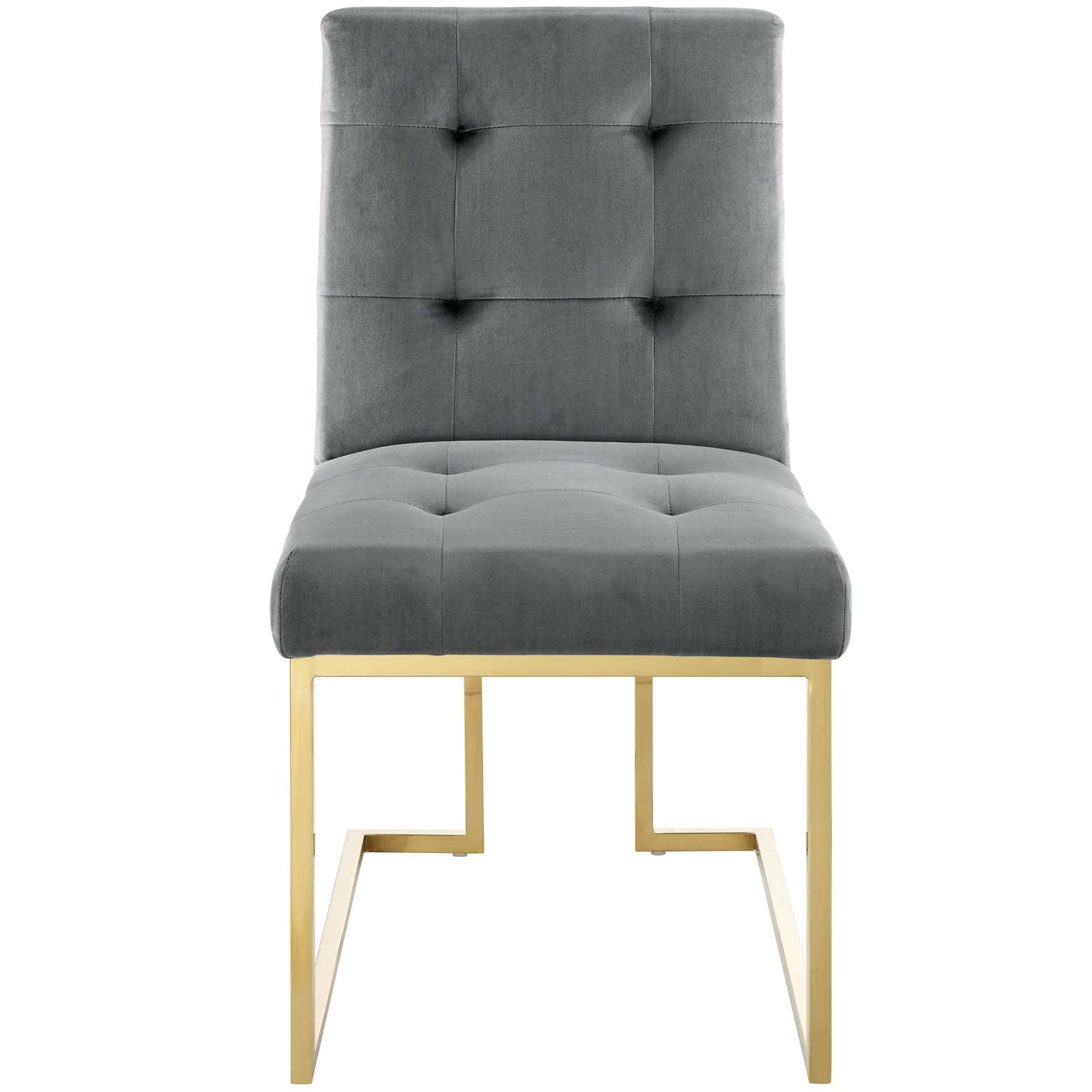 Modway Dining Chairs - Privy Gold Stainless Steel Performance Velvet Dining Chair Gold Charcoal