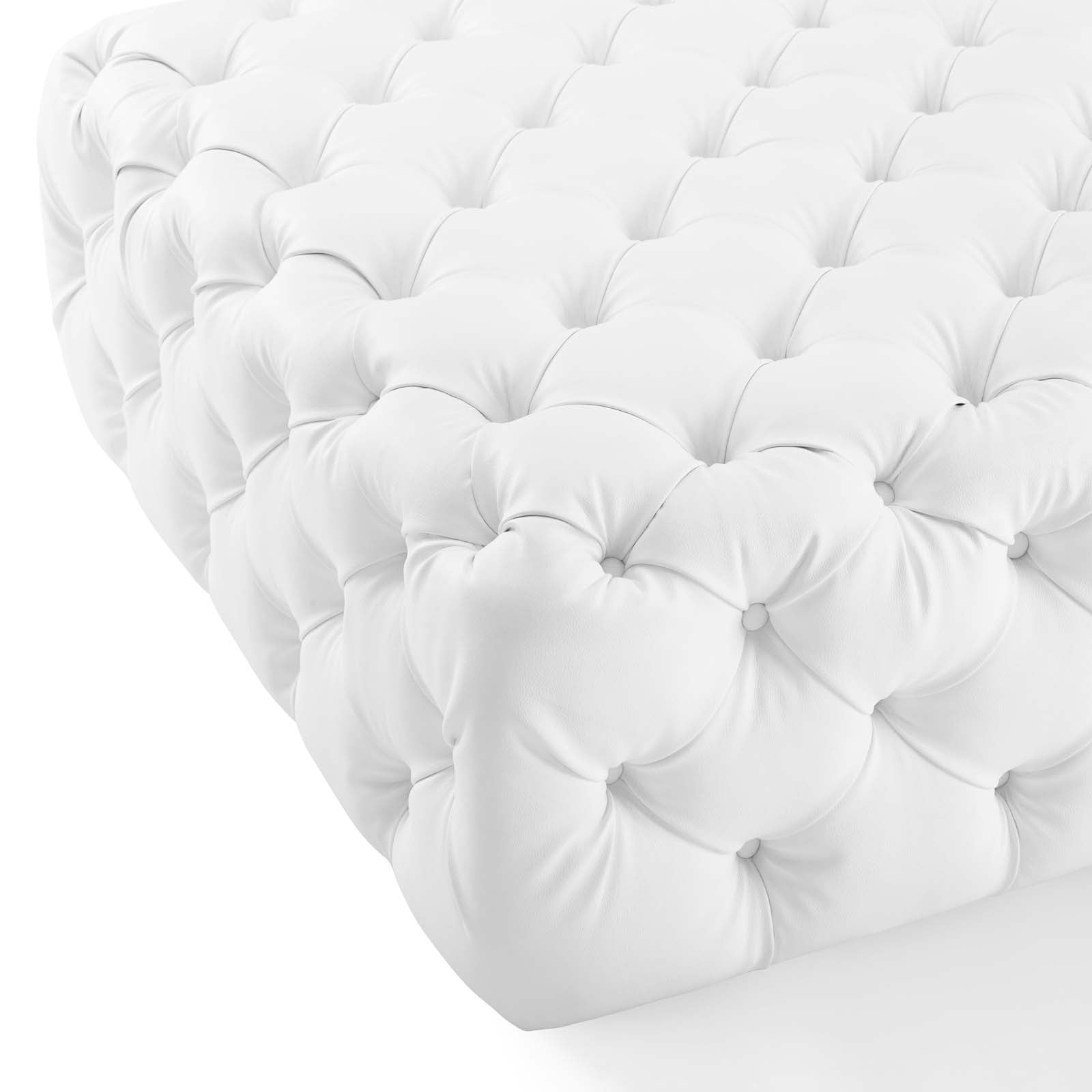 Modway Ottomans & Stools - Amour Tufted Button Large Square Faux Leather Ottoman White