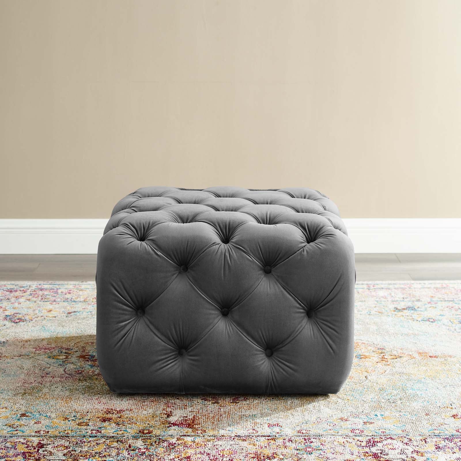 Modway Ottomans & Stools - Amour Square Performance Ottoman Gray