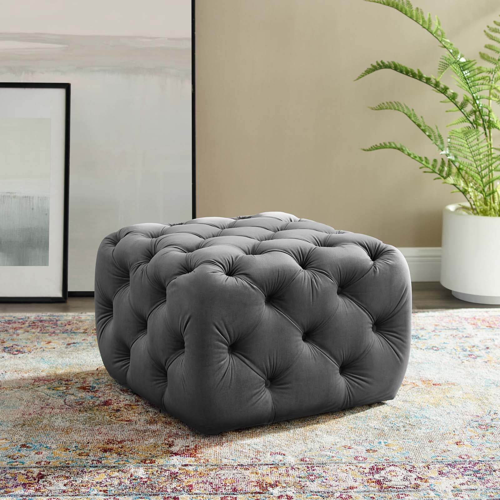 Modway Ottomans & Stools - Amour Square Performance Ottoman Gray