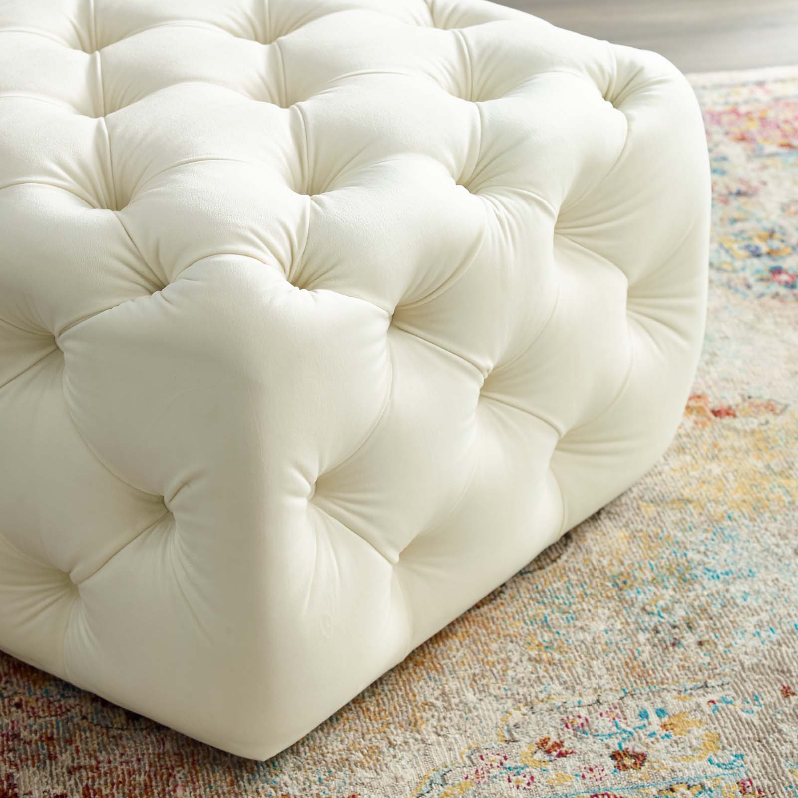 Modway Ottomans & Stools - Amour Tufted Button Square Performance Ottoman Ivory