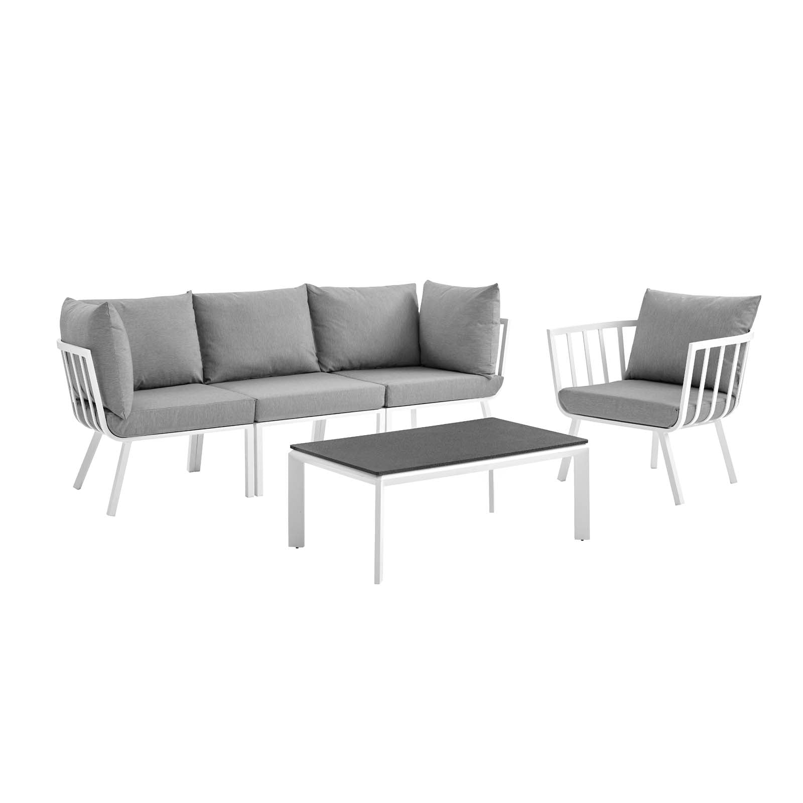 Modway Outdoor Conversation Sets - Riverside 5 Piece Outdoor 61.5 " W Patio Set White Gray